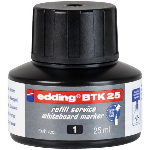 Recarga de tinta para marcadores de pizarras blancas - Negro - BTK25 - Edding