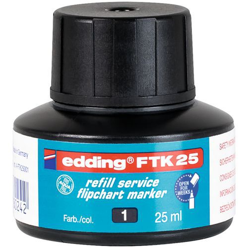 Recarga de tinta para marcador de caballete - Negro -FTK25 - Edding