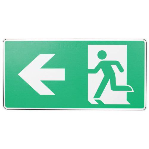 Señal - Salida de emergencia con flecha a la izquierda - PVC - Manutan Expert