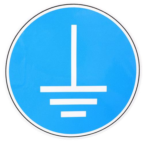 Señal de obligación de puesta a tierra - 100 mm - Manutan Expert