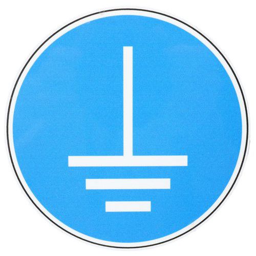 Señal de obligación de puesta a tierra - 120 mm - Manutan Expert