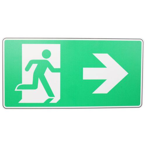 Señal - Salida de emergencia con flecha a la derecha - PVC - Manutan Expert