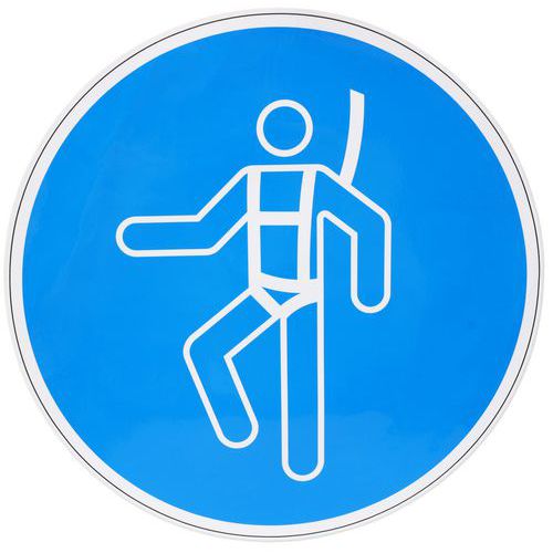 Señal de obligación - Arnés de seguridad obligatorio - Adhesivo