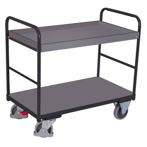 Carro ergonómico con 2 bandejas de madera - Barras verticales- Capacidad 250 kg