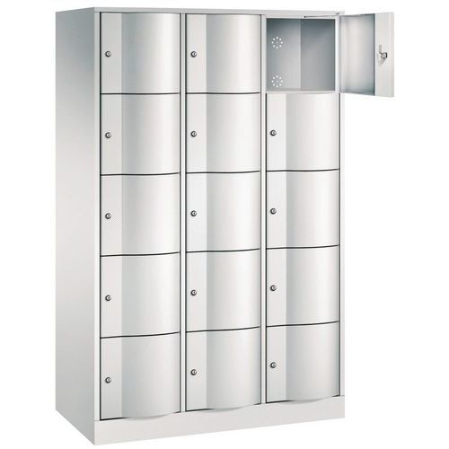 Taquilla de 9 y 15 compartimentos con puerta antivandalismo - 3 columnas de 380 mm de ancho - Con base - CP