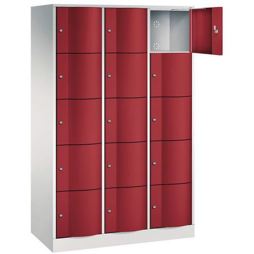 Taquilla de 9 y 15 compartimentos con puerta antivandalismo - 3 columnas de 380 mm de ancho - Con base - CP
