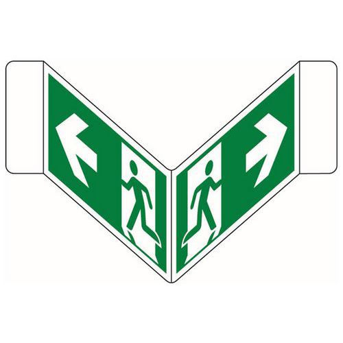 Panel de evacuación en V - Salida de emergencia izquierda Panel de evacuación en V - Salida de emergencia izquierda