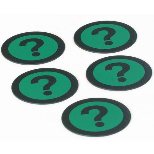 Juego de 5 imanes verdes con el icono de un signo de interrogación - Smit Visual