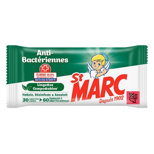 Toallitas antibacterianas compostables St Marc - Paquete de 30