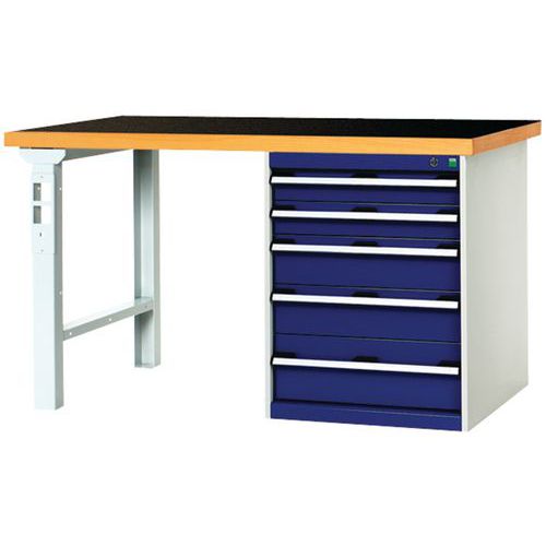 Banco de trabajo Cubio Combi con 5 cajones - Anchura 150 cm - Polyrey Banco de trabajo Cubio Combi con 5 cajones - Anchura 150 cm - Polyrey