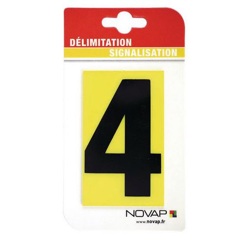Números autoadhesivos - Negro-amarillo - 50 x 50 mm