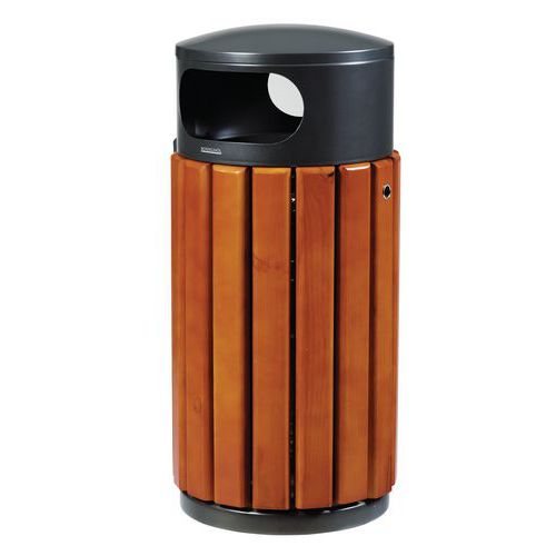 Cubo de basura metálico y de madera - 40 L