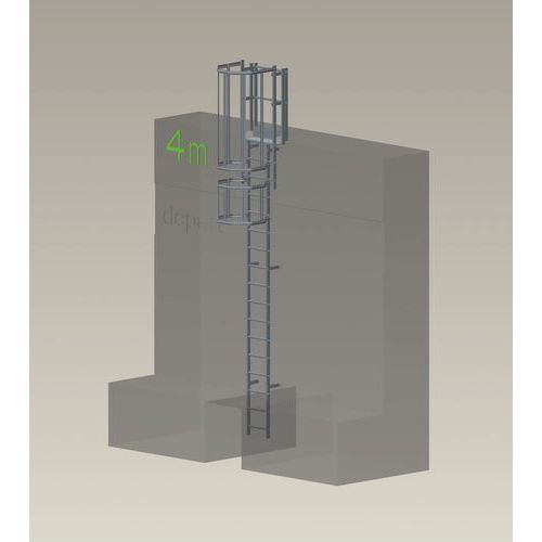 Kit completo de escalera con jaula de protección - Altura 4,50 m
