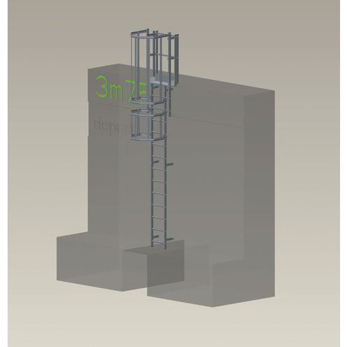 Kit completo de escalera con jaula de protección - Altura 3,75 m