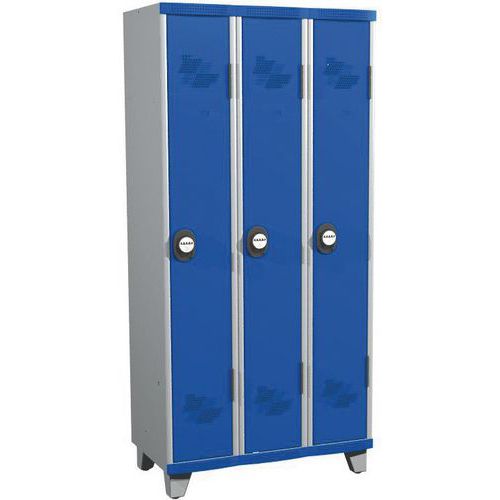 Taquilla de 3 columnas Seamline Optimum® de 300 mm de ancho con patas - Acial