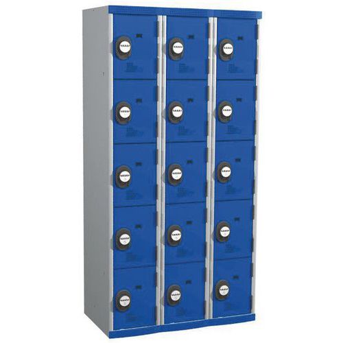 Vestuario 15 compartimentos Seamline Optimum® - 3 columnas de ancho 300 mm - En base - Acial Vestuario 15 compartimentos Seamline Optimum® - 3 columnas de ancho 300 mm - En base - Acial
