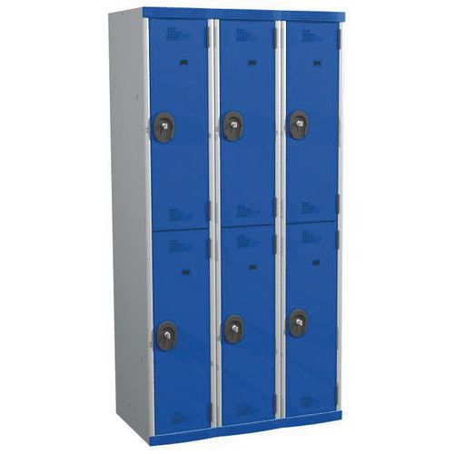 Vestuario 6 compartimentos con perchero Seamline Optimum® - 3 columnas ancho 300 mm - En base - Acial