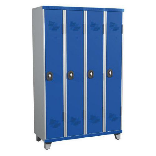 Taquilla de 4 columnas Seamline Optimum® de 300 mm de ancho con patas - Acial