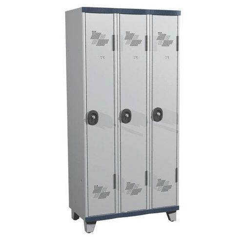 Taquilla de 3 columnas Seamline Optimum® de 300 mm de ancho con patas - Acial