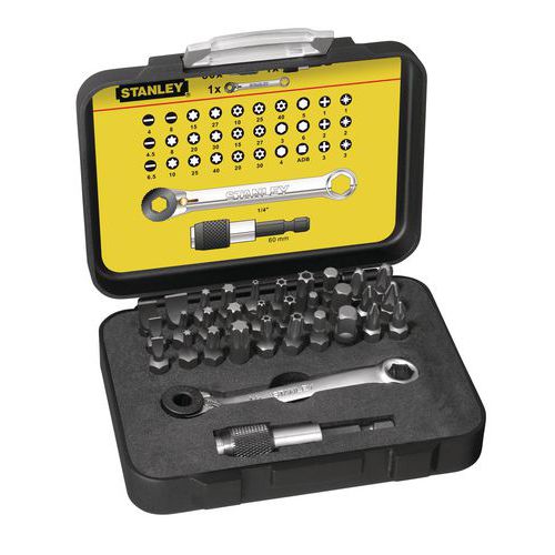 Maletín de puntas de destornillador 1/4 + minicarraca Fatmax pro - 32 piezas Maletín de puntas de destornillador 1/4 + minicarraca Fatmax pro - 32 piezas