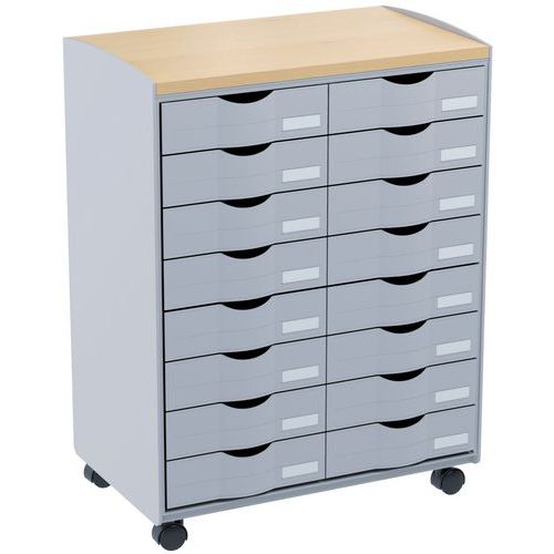 Mesa auxiliar móvil - 16 cajones - Paperflow Mesa auxiliar móvil - 16 cajones - Paperflow