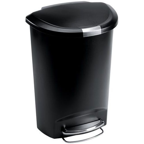 Cubo de basura con pedal de plástico semiluna - 50 L