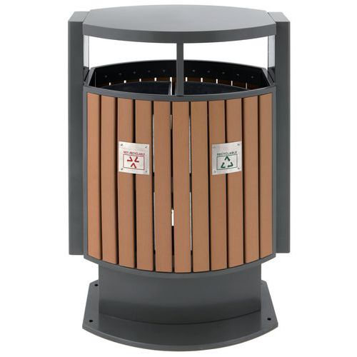 Cubo de basura de exterior de clasificación selectiva Look de madera 2x39 L