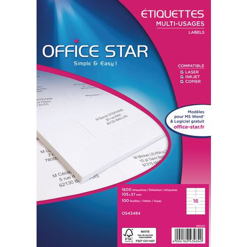 Etiqueta multiusos - Impresión láser / inyección