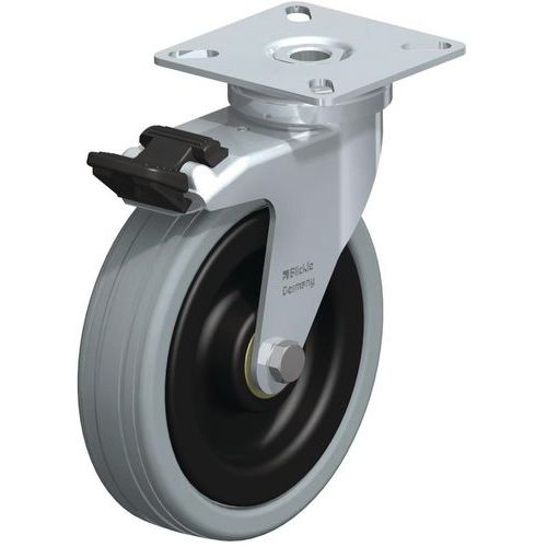 Rueda pivotante con pletina y freno - Capacidad de 40 a 70 kg