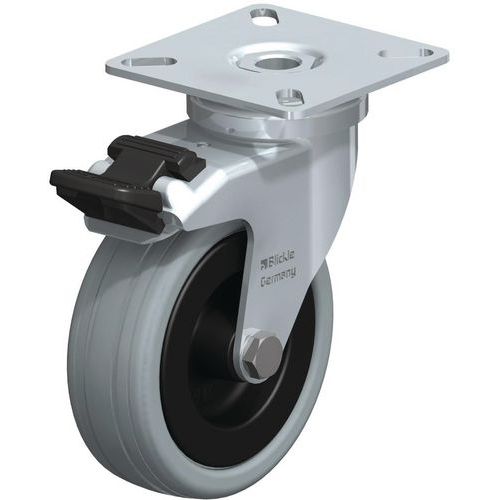 Rueda pivotante con pletina y freno - Capacidad de 40 a 70 kg