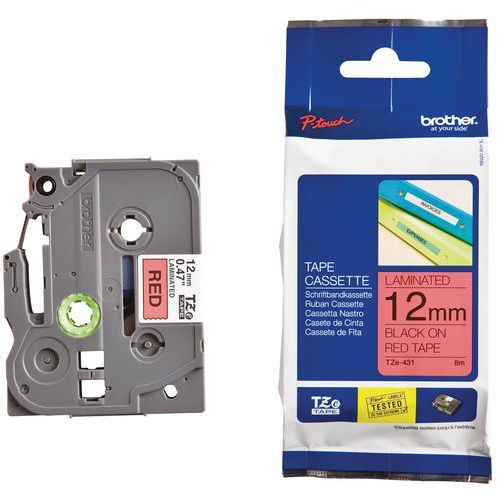 Cassette de cinta para etiquetadoras Brother - Ancho 12 mm