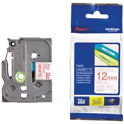 Cassette de cinta para etiquetadoras Brother - Ancho 12 mm