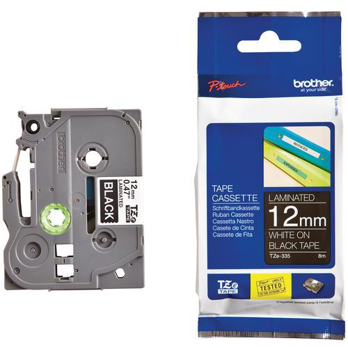 Cassette de cinta para etiquetadoras Brother - Ancho 12 mm