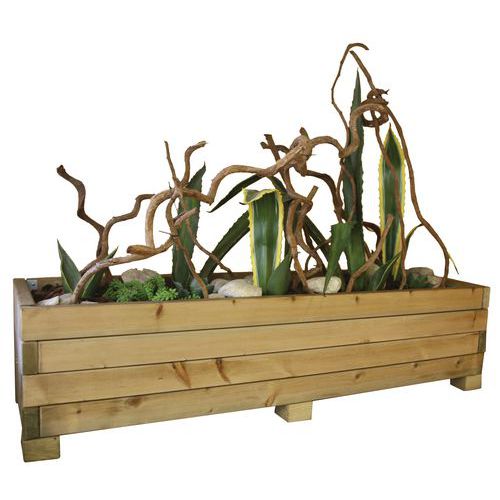 Jardinera de madera natural