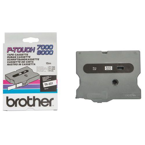 Cassette de cinta para etiquetadoras Brother - Anchura 6 mm de cinta para etiquetadoras Brother - Ancho 9 mm