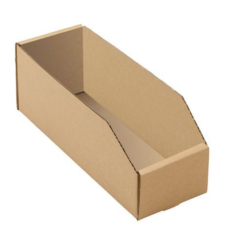 Compartimentos con abertura frontal de cartón kraft marrón - 300 mm de longitud - De 3,6 a 8,3 L