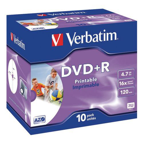 DVD+R imprimible 16X- Lote de 10 Verbatim