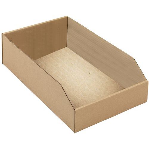 Caja con abertura frontal, de cartón Kraft marrón - Longitud 400 mm