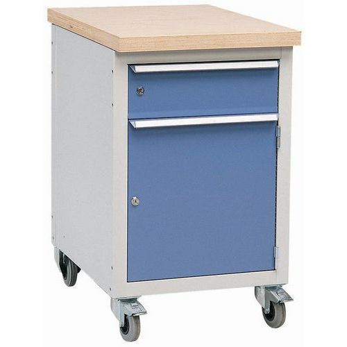 Banco de trabajo móvil Modul - 1 cajón y 1 puerta