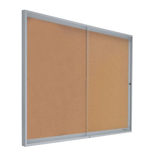 Vitrina de interior con puertas correderas - Fondo de corcho - Puertas de plexiglás