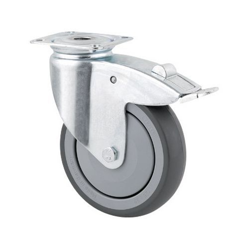 Rueda pivotante con pletina y freno - Carga de 40 a 100 kg