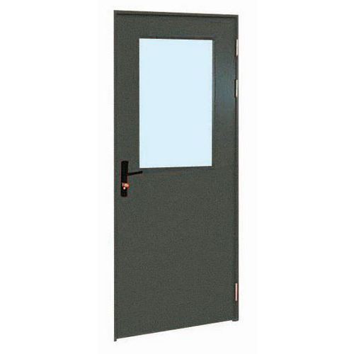 Puerta corredera para cerramientos de taller de chapa de acero o con melamina- Panel semiacristalado - Altura