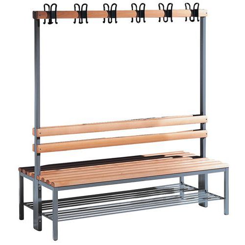 Banco de PVC con colgadores CP - De 8 a 16 colgadores - Dos caras - Con rejilla para calzado - CP