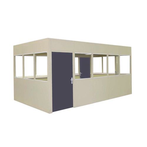 Cerramiento de tabique doble de chapa de acero - Panel acristalado (8 mm) - Altura 2,5 m
