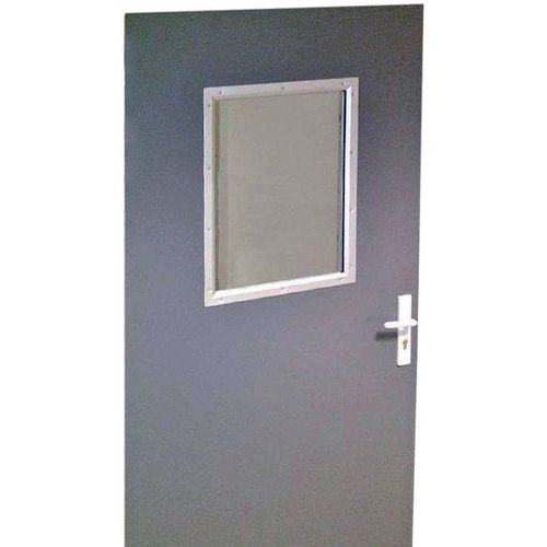 Puerta corredera para cerramientos de taller de chapa de acero o con melamina- Panel semiacristalado - Altura