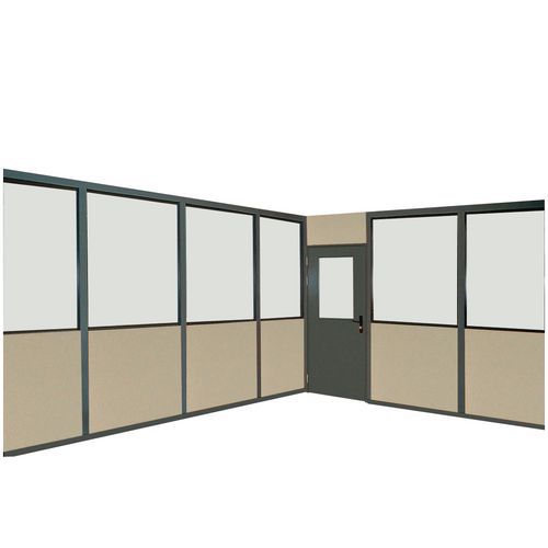 Cerramiento de tabique doble de melamina - Panel semiacristalado (esp. 8 mm) - Altura 2,50 m Cerramiento de tabique doble de melamina - Panel semiacristalado (esp. 8 mm) - Altura 2,50 m