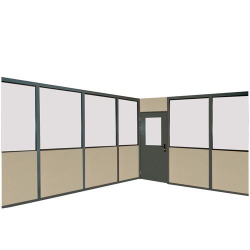 Cerramiento de tabique doble de melamina - Panel semiacristalado (esp. 4 mm) - Altura 3 m