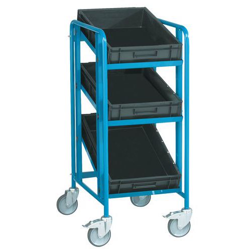 Carro de acero inclinable para cubetas - 3 a 5 bandejas - con cubetas