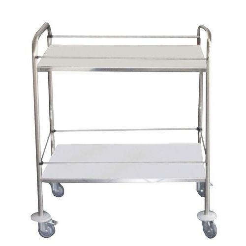 Carro de acero inoxidable con barandillas - 2 niveles - Carga 60 kg