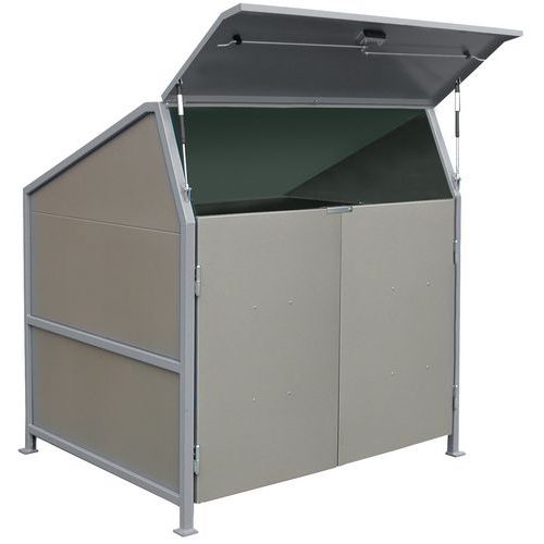 Marquesina para contenedores de residuos Secomat - 3 tabiques, puertas Marquesina para contenedores de residuos Secomat - 3 tabiques, puertas
